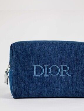Nib! Dior Blue Denim cosmetic zipper pouch bag case